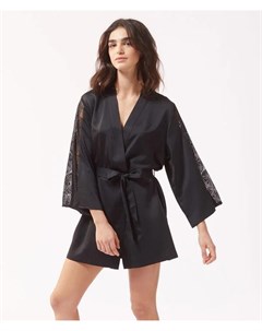 Атласный халат кимоно с кружевной отделкой ESCALE Etam