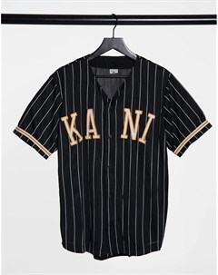 Черная бейсбольная рубашка в тонкую полоску Karl kani