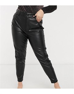Черные брюки из искусственной кожи с завышенной талией Forever new curve
