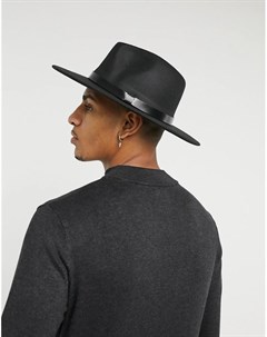 Черная шляпа федора с окантовкой и цепочкой Svnx
