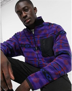 Флисовая куртка в стиле oversized со сплошным геометрическим принтом фиолетового и черного цветов Asos design