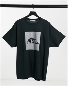 Черная футболка в стиле oversized со светоотражающим логотипом Mars the label
