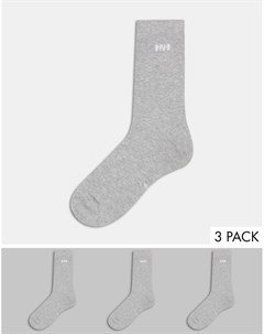 Набор из трех пар хлопковых носков серого цвета Everyday Helly hansen