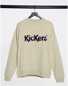 Свитшот цвета экрю с логотипом Kickers