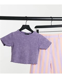 Укороченная футболка выбеленного фиолетового цвета с волнистыми краями ASOS DESIGN Petite Asos petite