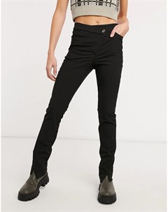 Черные брюки с косой асимметричной застежкой Selena Weekday