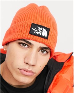Оранжевая шапка бини с манжетой и логотипом TNF The north face