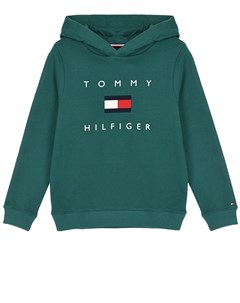 Зеленая толстовка худи с логотипом детская Tommy hilfiger