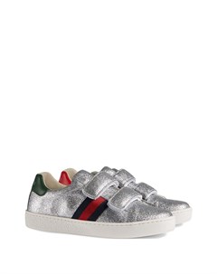 Кроссовки с блестками и отделкой Web Gucci kids