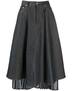 Джинсовая юбка асимметричного кроя с плиссировкой Loewe