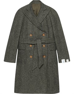 Двубортное пальто с поясом Gucci