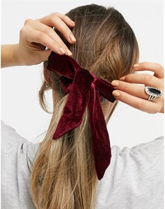 Красная бархатная резинка для волос с бантом Glamorous