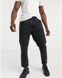 Черные выбеленные джинсы прямого кроя в винтажном стиле Bershka