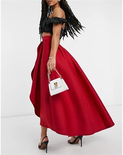 Эксклюзивная темно красная юбка мидакси с высокой посадкой True violet