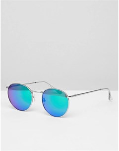 Синие круглые солнцезащитные очки с зеркальными стеклами Glamorous