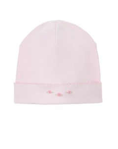 Розовая шапка с цветочной вышивкой детская Kissy kissy
