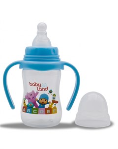 Бутылочка для кормления с ручками Baby Land с узким горлышком и силиконовой соской цвета в ассорт 15 Apollo