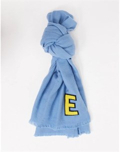 Супермягкий длинный шарф голубого цвета с вышитой буквой E Asos design