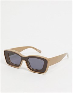 Бежево коричневые солнцезащитные очки в массивной оправе со скошенными углами Asos design