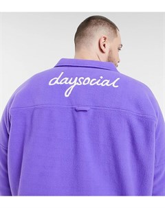 Фиолетовая флисовая рубашка в стиле oversized с заниженной линией плеч ASOS Daysocial Plus Asos day social