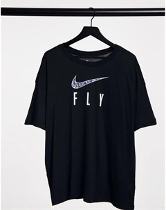 Черная футболка с логотипом галочкой и надписью Fly Nike basketball