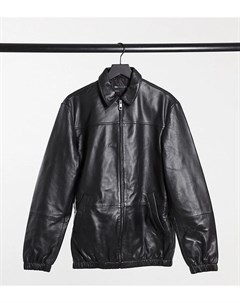 Черная кожаная куртка Харрингтон Tall Asos design