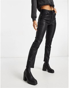 Черные джинсы прямого кроя с завышенной талией и покрытием Na-kd