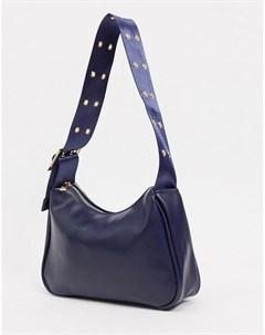 Темно синяя сумка через плечо в стиле 90 х с регулируемым ремешком с люверсами Svnx