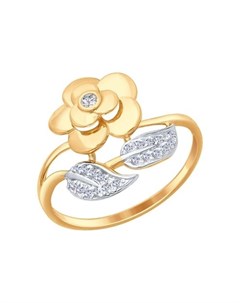Кольцо Роза из золота с фианитами Sokolov
