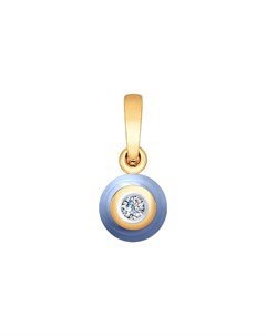 Подвеска из золота с бриллиантом и голубой керамикой Sokolov