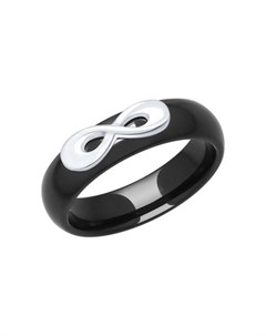 Чёрное керамическое кольцо с серебром Sokolov