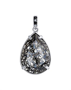 Подвеска из серебра с чёрным кристаллом Swarovski и фианитами Sokolov