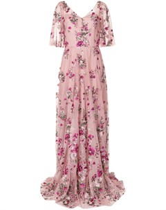 Вечернее платье из тюля с цветочной вышивкой и блестками Marchesa notte
