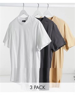 Комплект из 3 длинных футболок с разрезами Asos design