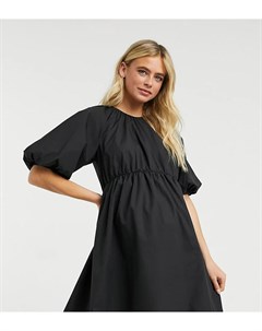 Черное свободное платье мини из хлопкового поплина ASOS DESIGN Maternity Asos maternity