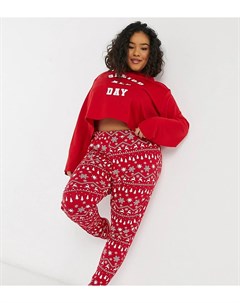 Красные пижамные брюки от комплекта с рождественским принтом Outrageous fortune plus
