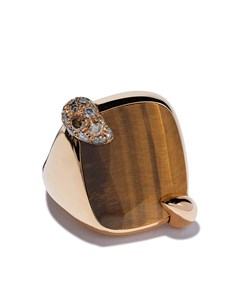 Золотое кольцо Ritratto с тигровым глазом и бриллиантами Pomellato