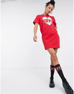 Красное платье футболка с логотипом Love moschino