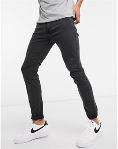 Облегающие эластичные джинсы выбеленного черного цвета Malone Lee