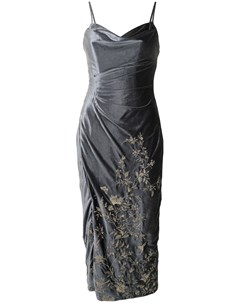 Бархатное платье с цветочной вышивкой Marchesa notte