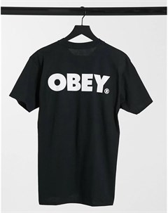 Черная футболка с крупным принтом логотипа на спине Obey