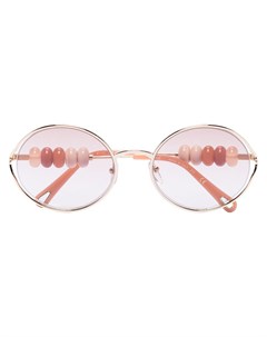 Солнцезащитные очки в круглой оправе с бусинами на дужках Chloé eyewear
