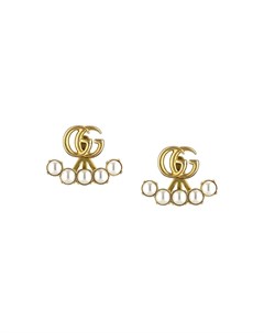 Серьги с логотипом Double G и жемчугом Gucci