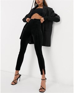 Черные бархатные брюки с разрезами спереди Asos design