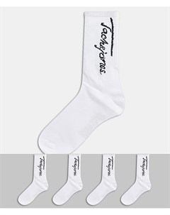 Набор из 4 пар белых носков с логотипом Jack & jones