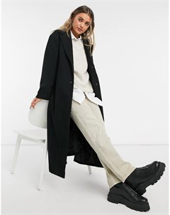 Черное классическое oversized пальто с поясом Hildur Monki