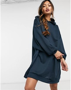 Темно синее платье худи мини в стиле oversized Asos design