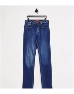 Зауженные эластичные джинсы выбеленного темно синего цвета Duke