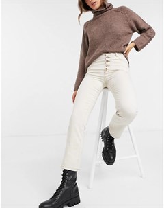 Белые джинсы прямого кроя с контрастной отделкой края и пуговиц Vero moda