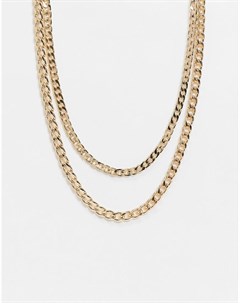Золотистое ярусное ожерелье из цепочки с разными крупными звеньями Asos design
